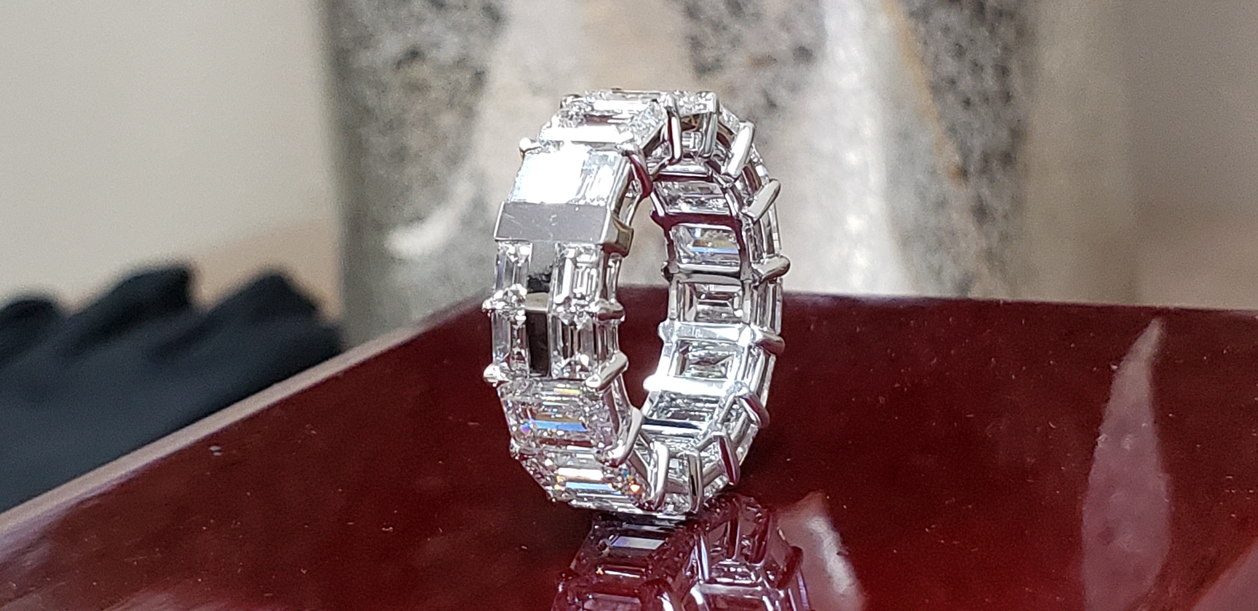 Exclusive One-Of-A-Kind WMD Trademarked Design Emerald Cut Eternity with Cross Design